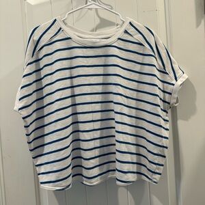 Blue & White Striped Crop Top